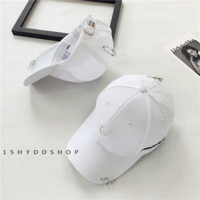 

Hat female spring summer leisure ring pin baseball cap casual Joker curved eaves duck tongue hip hop hat Korean wave