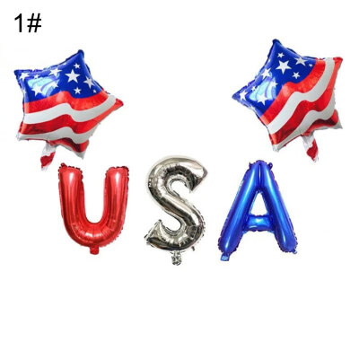 

Colorful 4th of July Independence Day Numbers Star Ballons Party Props Decor