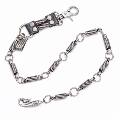 

Alloy Spring Link Chain Belts with Leather Antique Silver 2756"70cm