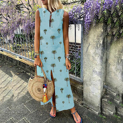 

Women Long Maxi Dress Loose Cotton Summer Beach Evening Party Vintage Sundress