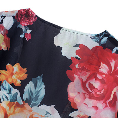 

Casual Women Chiffon Kimono Floral Print Long Sleeve Loose Thin Cardigan Sun-proof Beach Coat