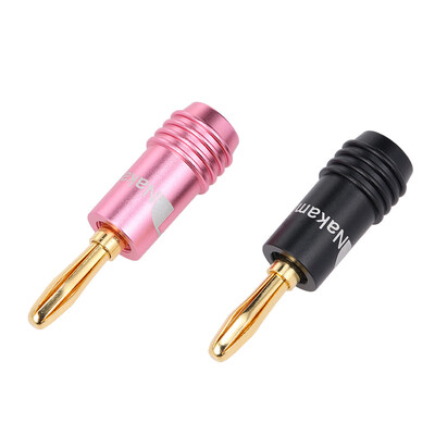 

Banana Plugs Black & Pink Jack 24K Gold-Plated Connectors Amplifier Plug for Speaker Connector Wires