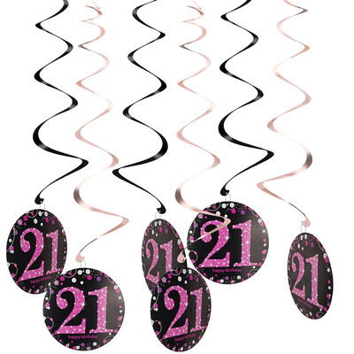 

FUNNYBUNNY 18 21 30 40 50 60 70th Birthday Party Spiral Ornaments Hanging Decoration Backdrop Curtain Wedding Backdrop