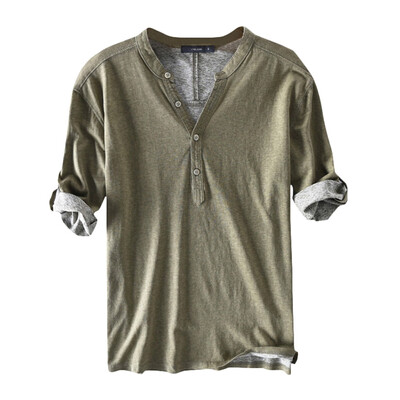 

Toponeto Mens Casual Cotton Breathable Solid Half Sleeve Summer Buttons T Shirt Blouse