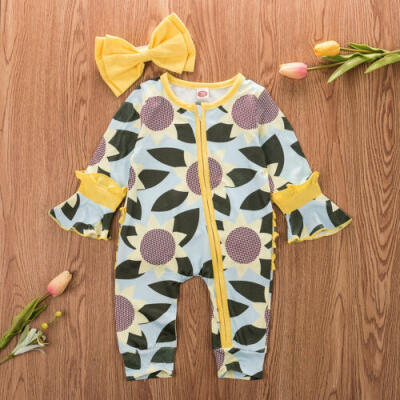 

Newborn Baby Boy Girl Winter Clothes Sunflower Romper Jumpsuit Bodysuit Outfits