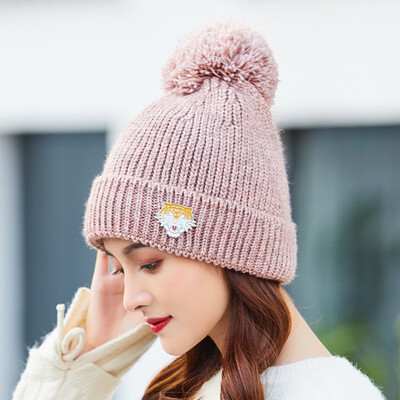 

Autumn&winter new curling Joker Tiger embroidery knit hat geometric embroidery wool hat men&women couples warm hat