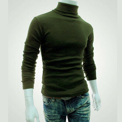 

Fashion Pullover Cardigan Sweater Men Coat Turtleneck Knit Slim Fitness Tops