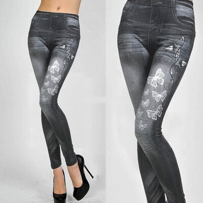 

Tailored Fashion Women Seamless Cotton Jean-Like Underpants Print Skinny Leggings Pants