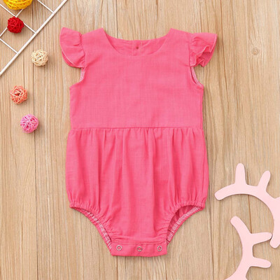 

Newborn Infant Baby Girls Ruffled Flying Sleeve Casual Romper Sunsuit Bodysuit