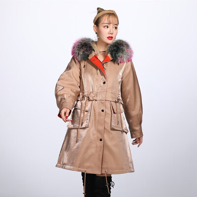 

QIU YAN 2019 new party to overcome female stars large fur collar pike coat long fur coat 9325