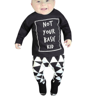 

2Pc Toddler Baby Boy Letter Long Sleeve T-Shirt Pants Geometry Outfits Clothes