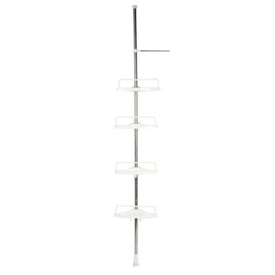 

Greensen Four Tier Stainless Steel Bathroom Corner Floor to Ceiling Storage Rack Shelf Organizer