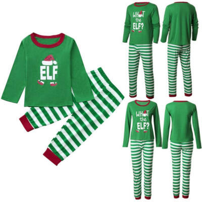 

Matching Christmas Pajamas for Family Adults Kids Santa Elf Costume Sleepwear US