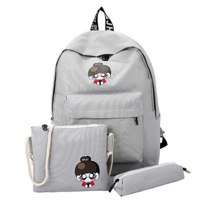 

Tailored Canvas Shoulder Bag Three-Piece Set School Student Bag Female Travel Backpack BU