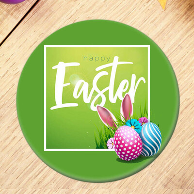 

2Pcs\Set Happy Easter Religion Christianity Festival Tinplate Badge Colored Egg Bunny Round Pin Badge