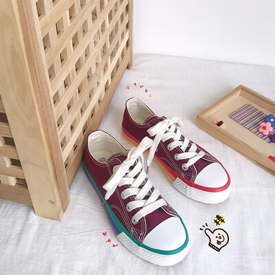

Rainbow shoes Hyun-a Kim summer new net red Korean students Joker small white canvas shoes women summer 2019 tide shoes