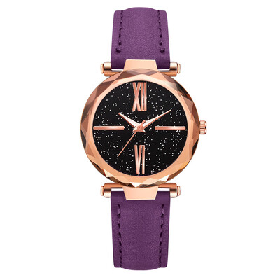 

Fashion womens star watch high quality PU leather Roman scale quartz watch