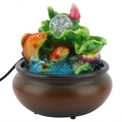 

Greensen Mini Desktop Fountain Feng Shui Lucky Fish Home Desktop Decoration EU Plug 220-240V