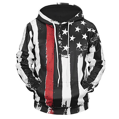 

Kangaroo Pocket Distressed American Flag Hoodie
