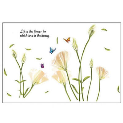 

Greensen Flowers Lily with Butterflies Removable Wall Sticker Decal for Living Room Bedroom Home Decor Wall Decal Home Decor