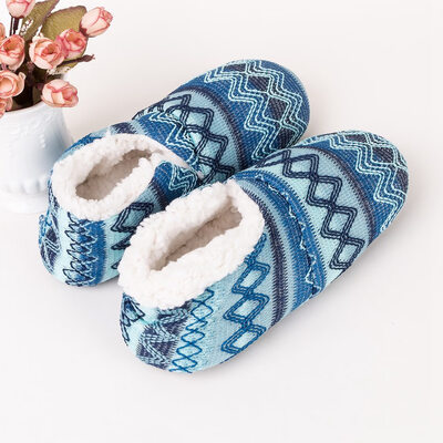 

Ladies Plush Slipper Socks With Embossed Design Wool Shoe Cover Floor Socks