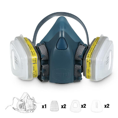 

8200 Half Face Gas Mask Respirator with 2Pcs 7 Organic Acid Gas Filter Cartridge Filter Cotton Cover Painting Spraying Mask Perso