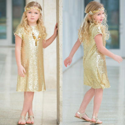 

US Princess Toddler Baby Kid Girl Sequin Dress Party Pageant Gown Dress Sundress