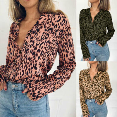 

Women Long Sleeve Loose Chiffon Blouse V Neck Casual Lady Office T-Shirts Tops