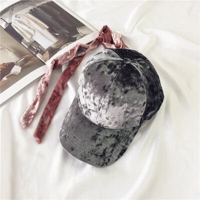 

Cap children autumn&winter velvet plate cap long belt butterfly knot baseball cap lady hee bend eaves cap 100 hee eaves hat
