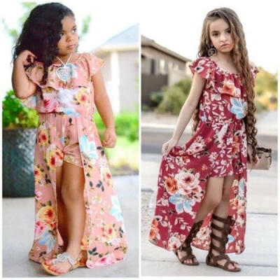 

Toddler Kids Baby Girl Clothes Flower Ruffle Romper Jumpsuit Dress Sundress 1-6Y