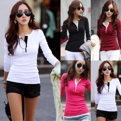 

Fashion Korean Women Slim Chiffon Tops Long Sleeve Shirt Casual Blouse Tee