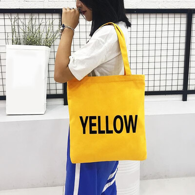 

Women Canvas Shoulder Bag Letters Print Large Capacity Zippered Shopping Totes Handbag