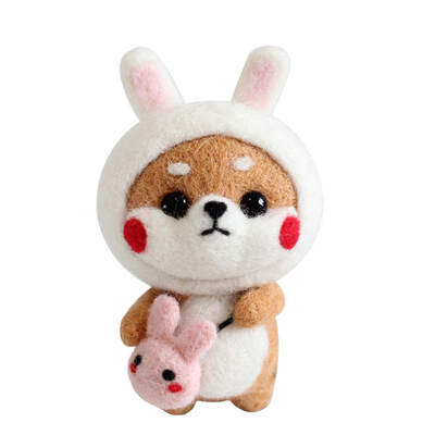 

Dog Cat Doll Wool Felt Craft Wool Felting Kit Non Finished Handcraft Felting Decoration Make Tool for Needle Material Bag Pack