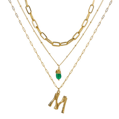 

Tiny Green Stone Gold Color Initial Necklace Letter Necklace Statemant Necklaces Personalized Pendant For Women Girls Best Gift