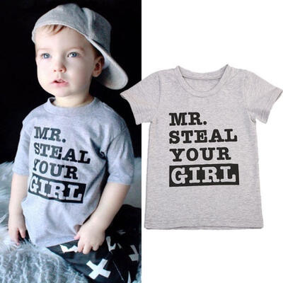 

Summer Kids Baby Boys Cotton Short Sleeve Tee Shirt Casual Tops Children Clothes