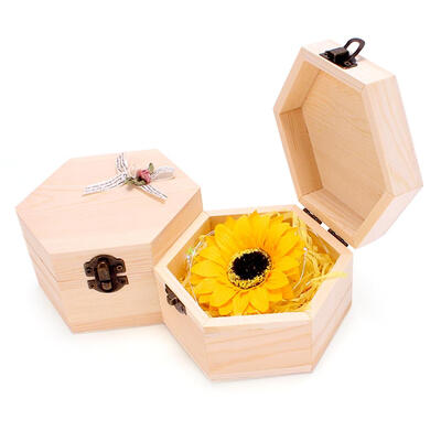 

Artificial Soap Sunflower Hexagonal Box Fragrant Party Wedding Decor Gift