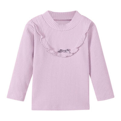 

Sweet Casual Girls O-Neck Children Baby Knitted Long Sleeve Bottoming Tops