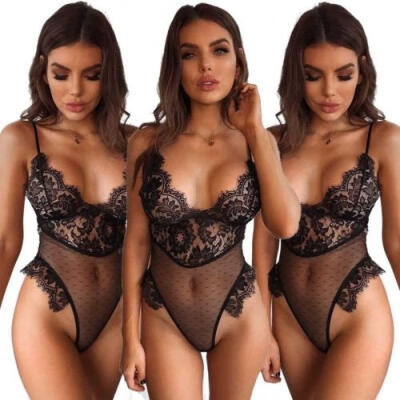 

New Design Sexy Lace Lingerie Women Babydoll Nightwear G-String See-through Sleepwear Jumpsuit