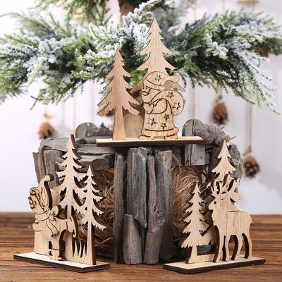 

〖Follure〗Wooden Mini Christmas Tree Desktop Ornaments Merry Christmas Party Decor