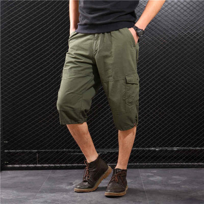 

SQSI elastic belt buckle summer multi-pocket mens tooling casual cotton wild seven-pants 4940