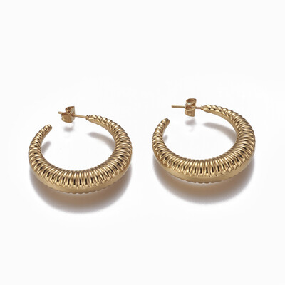 

304 Stainless Steel Stud Earrings with Ear Nuts Golden 325mm in diameter Pin 09mm