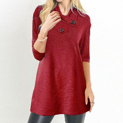 

Nomeni Women Warm Button Long Sleeve Sweater Pullover Blouse Shirts Sweatshirt GYL
