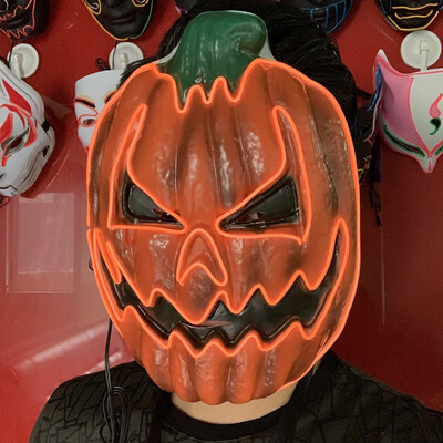 

EL Light Up Pumpkin Halloween Mask Halloween Horror Mask Halloween Cosplay Party Mascara Horror Mascarillas Glowing Mask