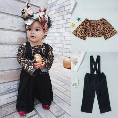 

Toddlers Baby Girl 2PCS Autumn Clothes Set Leopard TopsLong Pants Cotton Outfit