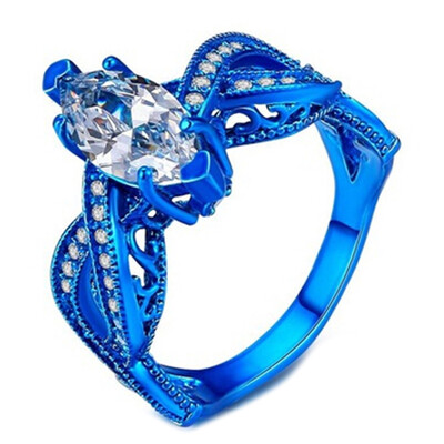 

New European&American Unique Powder Gold Black Nano Horse Eyeball Dance Ring Zircon Micro Inlay Jewelry