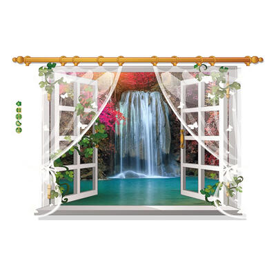

Scenic Landscape with Fake Window PVC Wall Sticker Mural Decal Home Decor