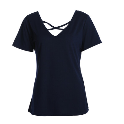 

Women Top Short Sleeve V Neck Bandage T Shirt Casual Sexy Shirt Blouse