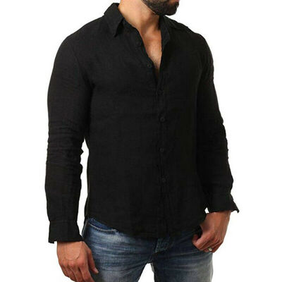 

Fasion Men Summer Casual Dress Shirt Mens Solid Color Long Sleeve Shirts Tops