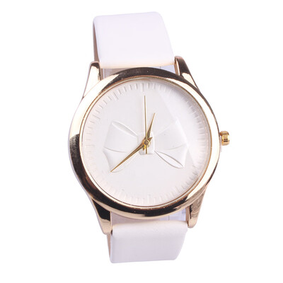 

Belt ladies casual PU watch simple scale bow dial
