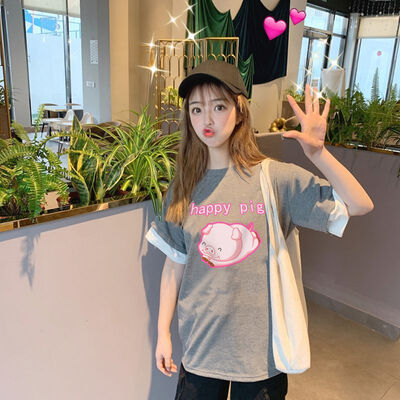 

Summer Cotton Woman T-shirts Cartoon Print Student T Shirt for Girl Casual Everyday Female Loose T-shirts